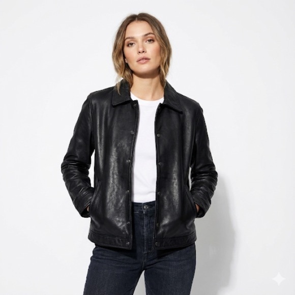 J. Crew Jackets & Blazers - J Crew women leather jacket everyday black large
